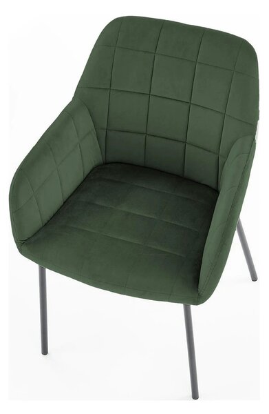Scaun K305, verde inchis/negru, stofa catifelata/metal, 58X57X80 cm