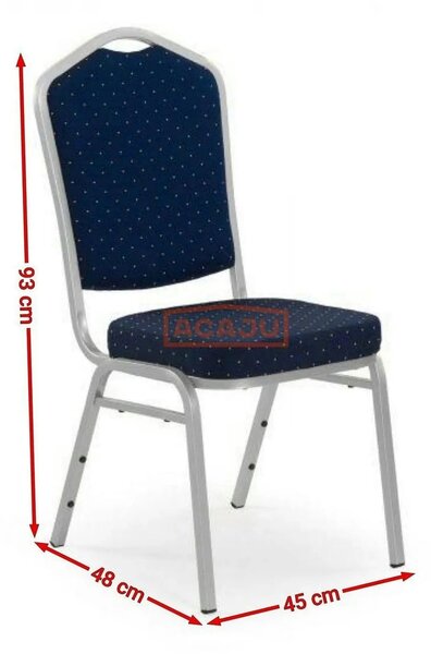 Scaun K66-S, albastru/argintiu, stofa clasica/metal, 45X48X93 CM