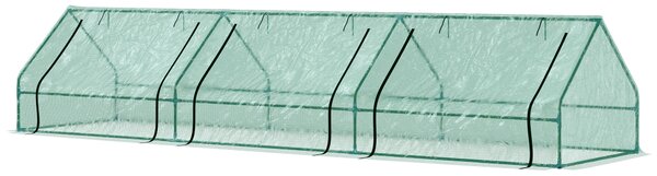 Outsunny Seră pentru Grădină Impermeabilă și Rezistentă la UV cu 3 Ferestre Rulante, 400x100x80 cm, Verde | Aosom Romania
