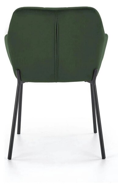 Scaun K305, verde inchis/negru, stofa catifelata/metal, 58X57X80 cm