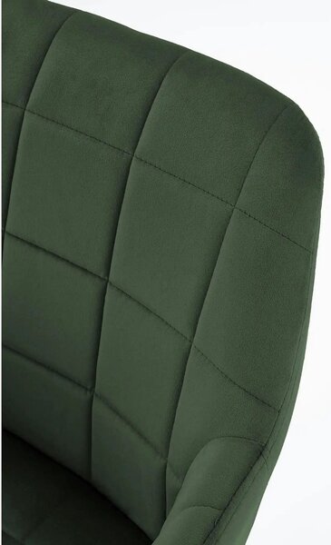 Scaun K305, verde inchis/negru, stofa catifelata/metal, 58X57X80 cm
