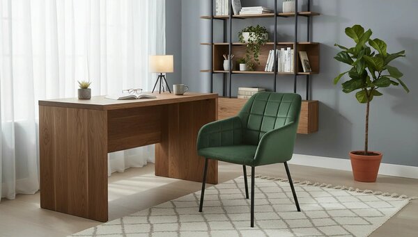 Scaun K305, verde inchis/negru, stofa catifelata/metal, 58X57X80 cm