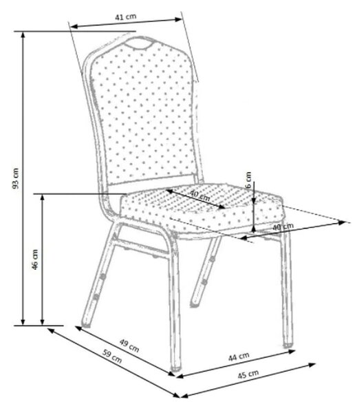 Scaun K66-S, albastru/argintiu, stofa clasica/metal, 45X48X93 CM