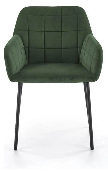 Scaun K305, verde inchis/negru, stofa catifelata/metal, 58X57X80 cm