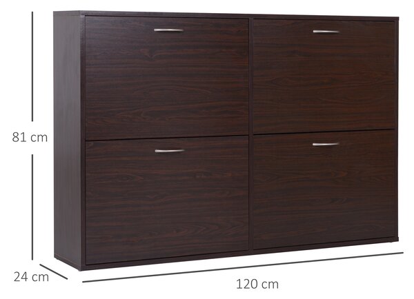 HOMCOM Pantofar cu Rafturi Reglabile din PAL, 120x24x81 cm, Maro | Aosom Romania