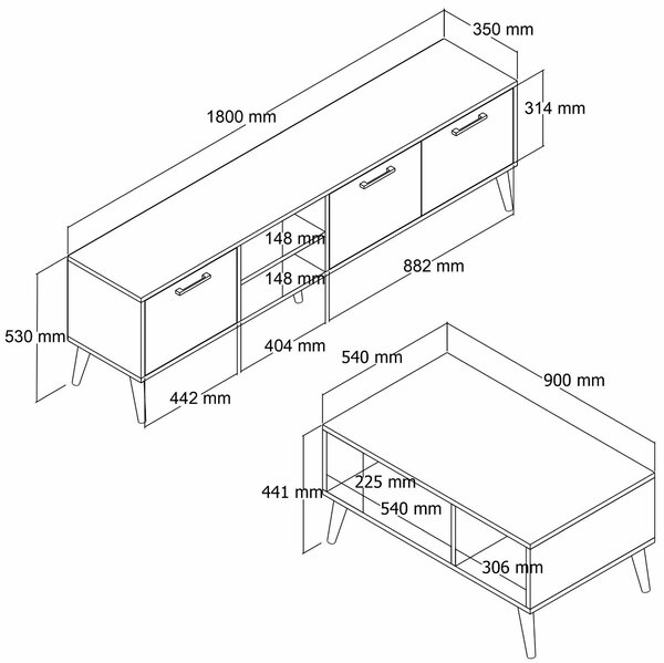 Set mobilier living Sakura Sakura (stejar). 1073024