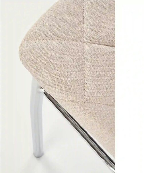 Scaun tapitat K309, bej deschis/crom, stofa clasica/metal, 43X57X97 CM