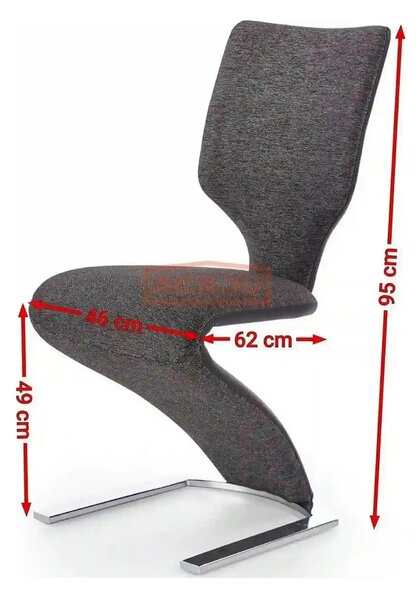 Scaun tapitat K307, gri inchis/argintiu, stofa clasica/metal, 46X62X95