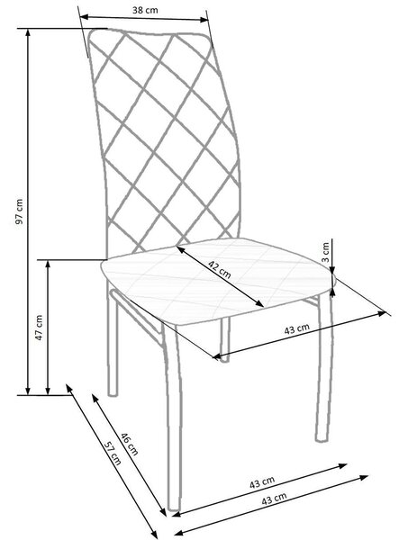Scaun bucatarie K309, gri deschis/crom, stofa clasica/metal, 43X57X97