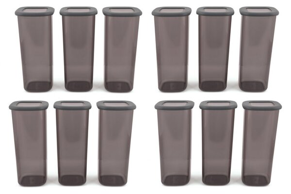 Set 12 cutii de depozitare alimente Foly Square 1,75 - 12, Alb