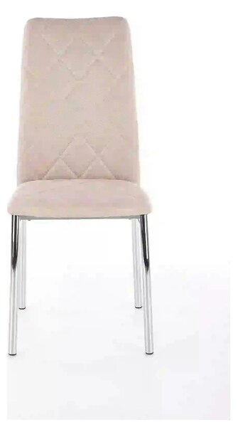 Scaun tapitat K309, bej deschis/crom, stofa clasica/metal, 43X57X97 CM