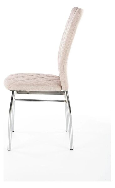 Scaun tapitat K309, bej deschis/crom, stofa clasica/metal, 43X57X97 CM