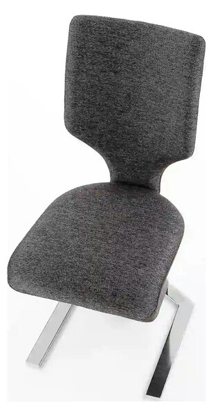 Scaun tapitat K307, gri inchis/argintiu, stofa clasica/metal, 46X62X95