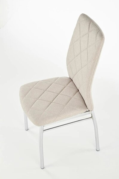 Scaun tapitat K309, bej deschis/crom, stofa clasica/metal, 43X57X97 CM