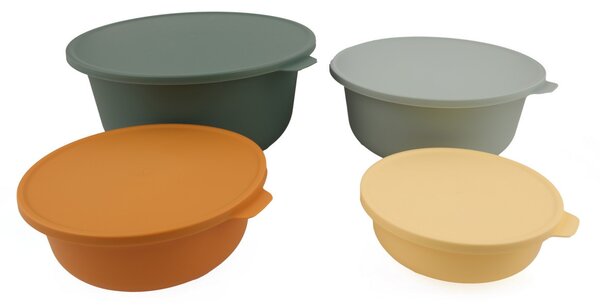 Set 4 cutii de depozitare alimente 2380 - Aura, Verde Turcoaz Portocale GAlben