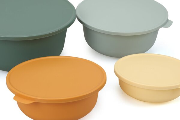 Set 4 cutii de depozitare alimente 2380 - Aura, Verde Turcoaz Portocale GAlben