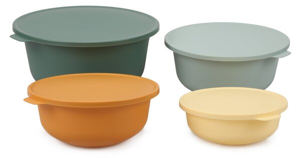 Set 4 cutii de depozitare alimente 2380 - Aura, Verde Turcoaz Portocale GAlben