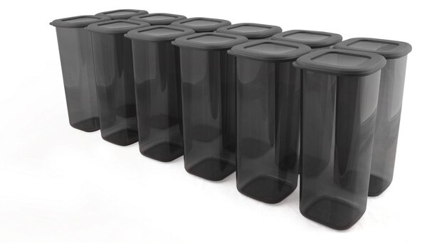 Set 12 cutii de depozitare alimente BNM - 0735 - 12AD, Gri