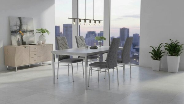 Scaun bucatarie K309, gri deschis/crom, stofa clasica/metal, 43X57X97
