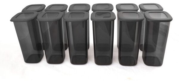 Set 12 cutii de depozitare alimente BNM - 0735 - 12AD, Gri