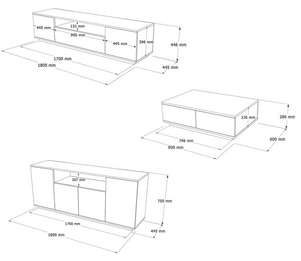 Set mobilier living Fera 18 (pin atlantic + alb). 1073055