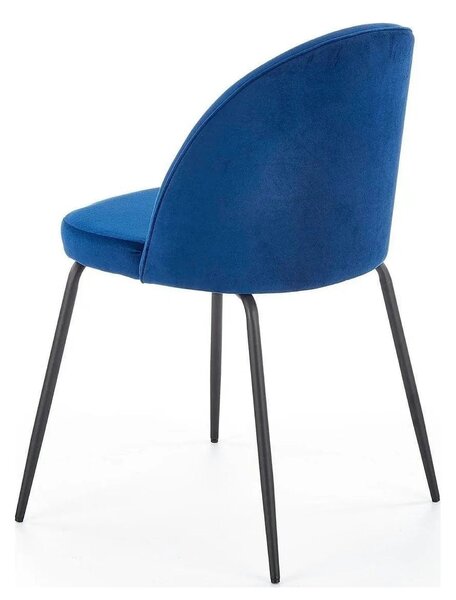 Scaun modern K314, albastru/negru, stofa catifelata/metal, 49x50x80 cm