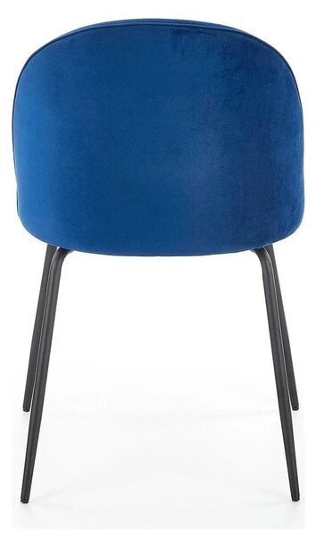 Scaun modern K314, albastru/negru, stofa catifelata/metal, 49x50x80 cm