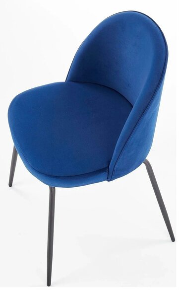 Scaun modern K314, albastru/negru, stofa catifelata/metal, 49x50x80 cm