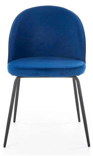 Scaun modern K314, albastru/negru, stofa catifelata/metal, 49x50x80 cm