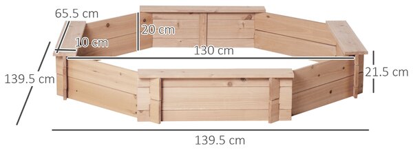 Outsunny Cutie de Nisip pentru Copii 3-8 Ani cu Scaune și Peliculă de Acoperire, 139,5x139,5x21,5 cm, Lemn Natural | Aosom Romania