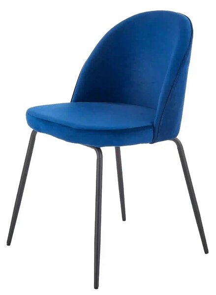 Scaun modern K314, albastru/negru, stofa catifelata/metal, 49x50x80 cm