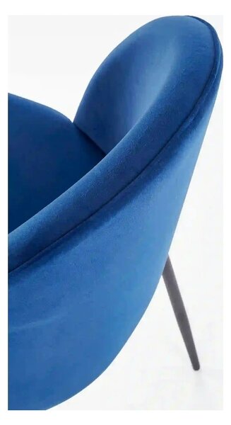 Scaun modern K314, albastru/negru, stofa catifelata/metal, 49x50x80 cm