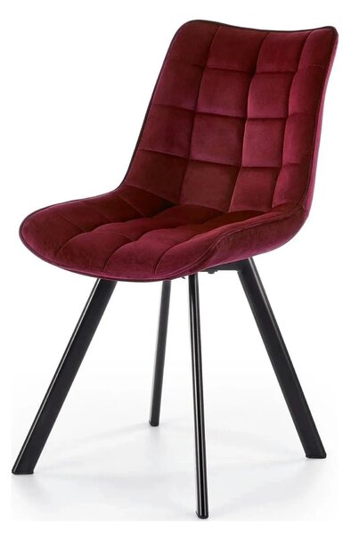 Scaun tapitat K332, visiniu/negru, stofa catifelata/metal, 46X61X84 cm