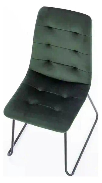 Scaun tapitat K321, verde/negru, stofa catifelata/metal, 45X55X84 cm