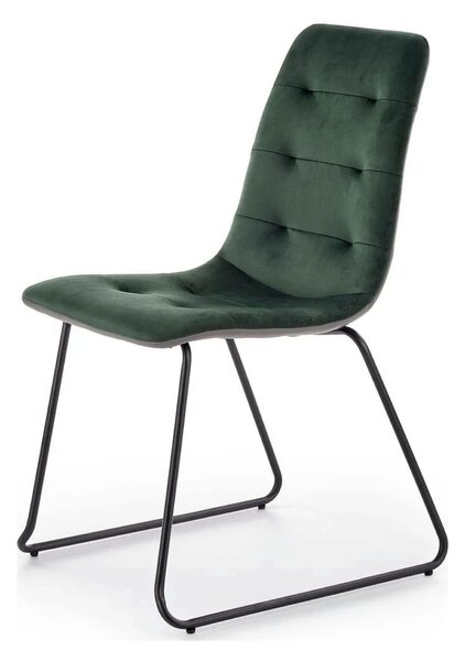 Scaun tapitat K321, verde/negru, stofa catifelata/metal, 45X55X84 cm