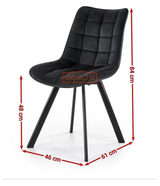 Scaun K332, galben mustar/negru, stofa catifelata/metal, 46X61X84 CM