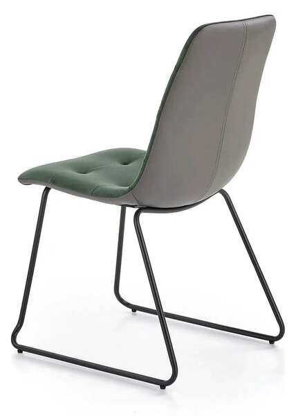 Scaun tapitat K321, verde/negru, stofa catifelata/metal, 45X55X84 cm