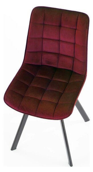 Scaun tapitat K332, visiniu/negru, stofa catifelata/metal, 46X61X84 cm