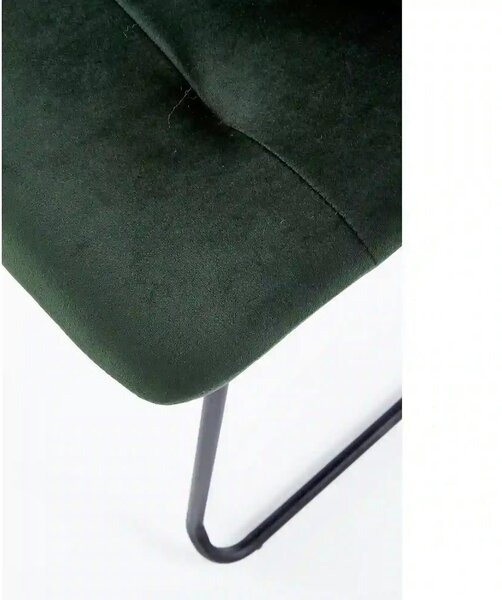 Scaun tapitat K321, verde/negru, stofa catifelata/metal, 45X55X84 cm
