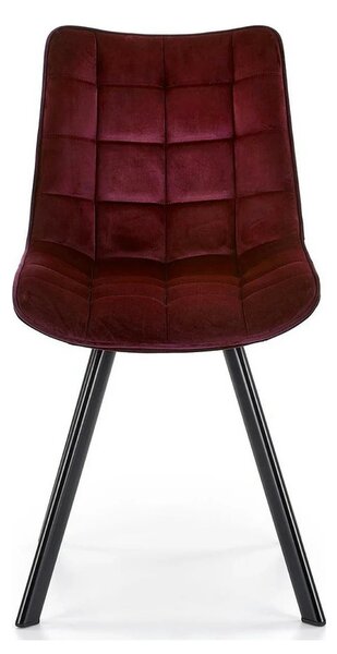 Scaun tapitat K332, visiniu/negru, stofa catifelata/metal, 46X61X84 cm