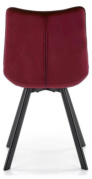 Scaun tapitat K332, visiniu/negru, stofa catifelata/metal, 46X61X84 cm