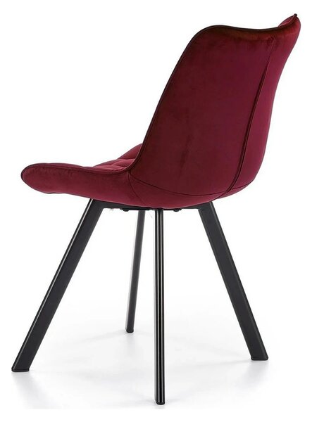 Scaun tapitat K332, visiniu/negru, stofa catifelata/metal, 46X61X84 cm