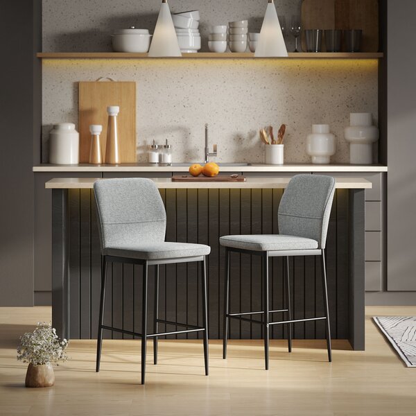 HOMCOM Set de 2 Scaune de Bar cu Spătar, 41x52x97 cm, Gri | Aosom Romania