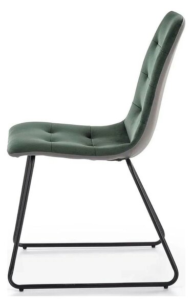 Scaun tapitat K321, verde/negru, stofa catifelata/metal, 45X55X84 cm