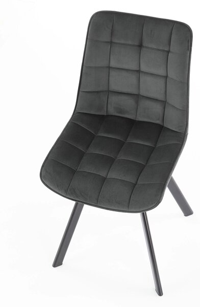 Scaun tapitat modern K332, gri/negru, stofa catifelata/metal, 46X61X84