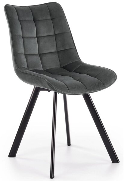 Scaun tapitat modern K332, gri/negru, stofa catifelata/metal, 46X61X84