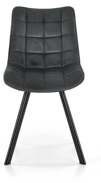 Scaun tapitat modern K332, gri/negru, stofa catifelata/metal, 46X61X84