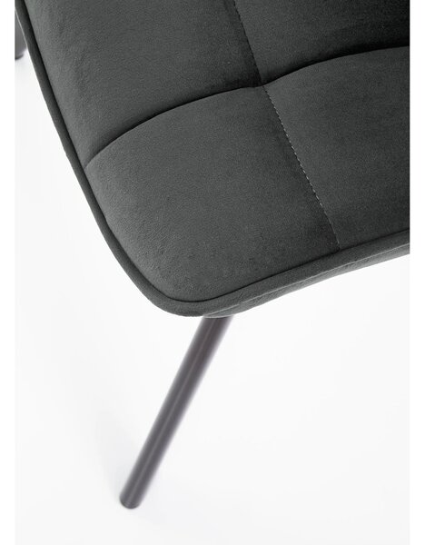 Scaun tapitat modern K332, gri/negru, stofa catifelata/metal, 46X61X84