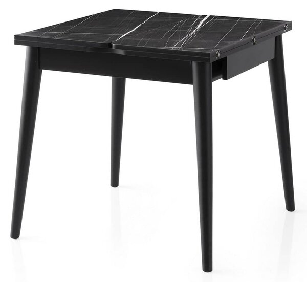 Masa extensibila TOTEM 3041, negru cu efect de marmura, PAL melaminat