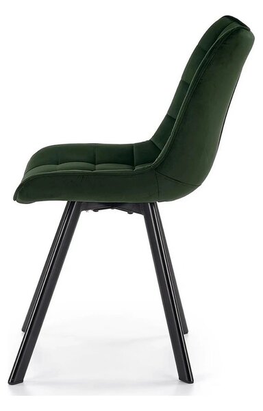 Scaun tapitat stofa K332, verde inchis/negru, catifea/metal, 46x61x84